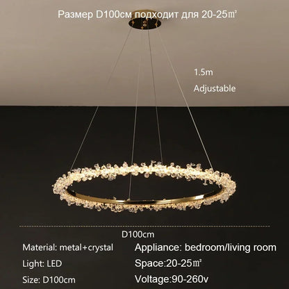 Suspension Lustre Cristal Nordique Moderne Anneau pour Salon et Chambre