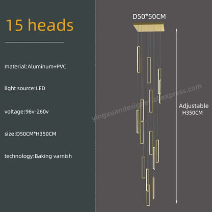 Suspension LED Minimaliste en Aluminium, Luminaire Moderne pour Hall et Escalier