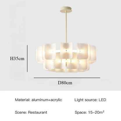 Suspension grand lustre blanc minimaliste Wabi Sabi en acrylique LED pour salon et hall