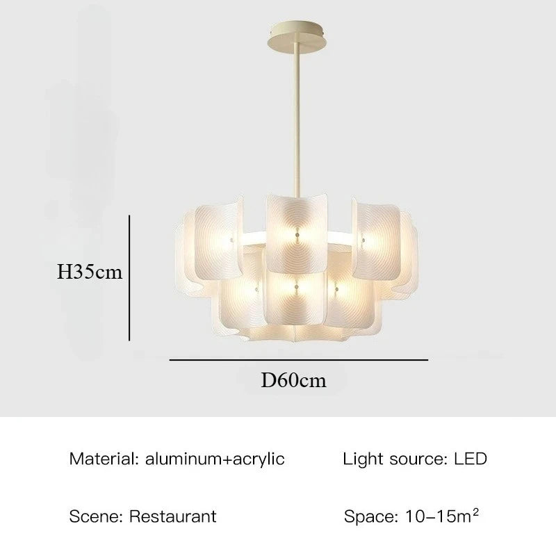 Suspension grand lustre blanc minimaliste Wabi Sabi en acrylique LED pour salon et hall