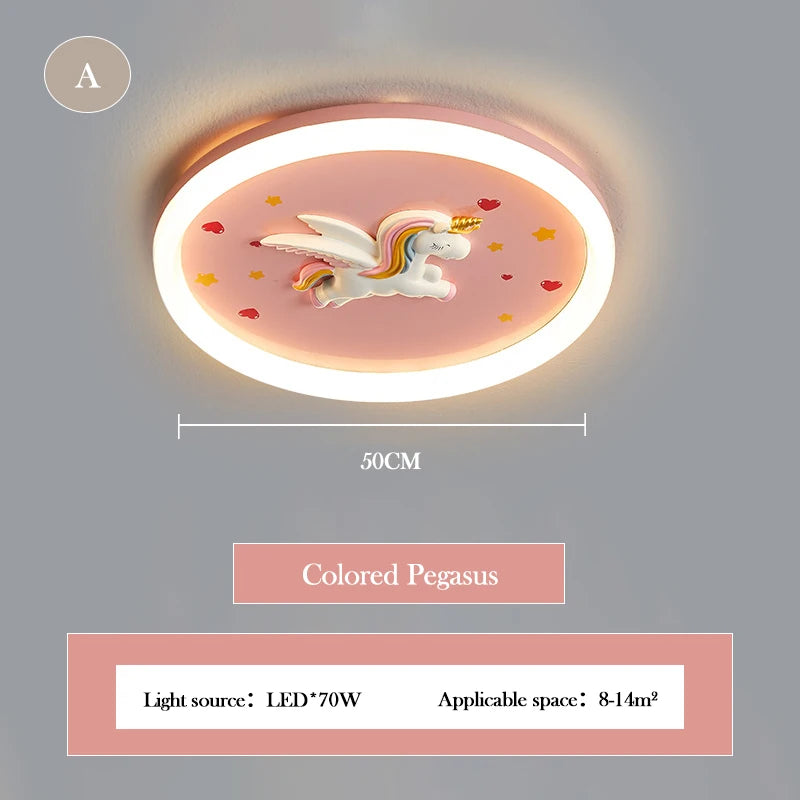 Plafonnier Licorne Arc-en-Ciel Rose LED Ambiance Chaleureuse pour Chambre Enfant