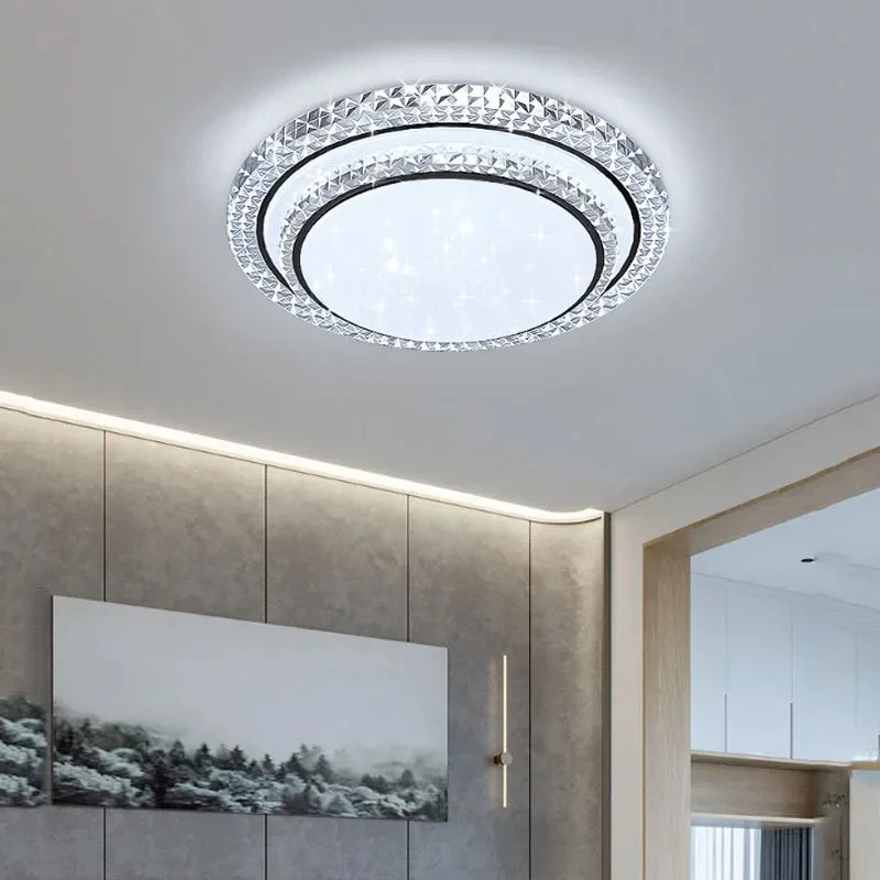 Plafonnier LED moderne design diamant blanc lumière chaude pour salon et chambre