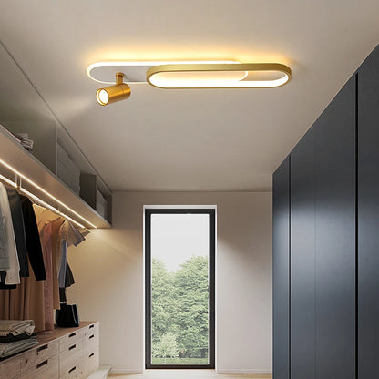 Plafonnier LED moderne avec projecteur or pour chambre et bureau
