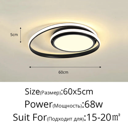 Plafonnier LED moderne design aluminium blanc noir, lumière chaude dimmable