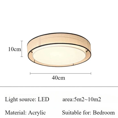 Plafonnier LED Circulaire en Tissu, Luminaire Décoratif pour Salon et Chambre