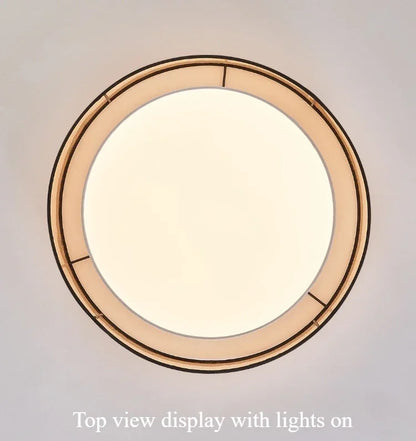 Plafonnier LED Circulaire en Tissu, Luminaire Décoratif pour Salon et Chambre