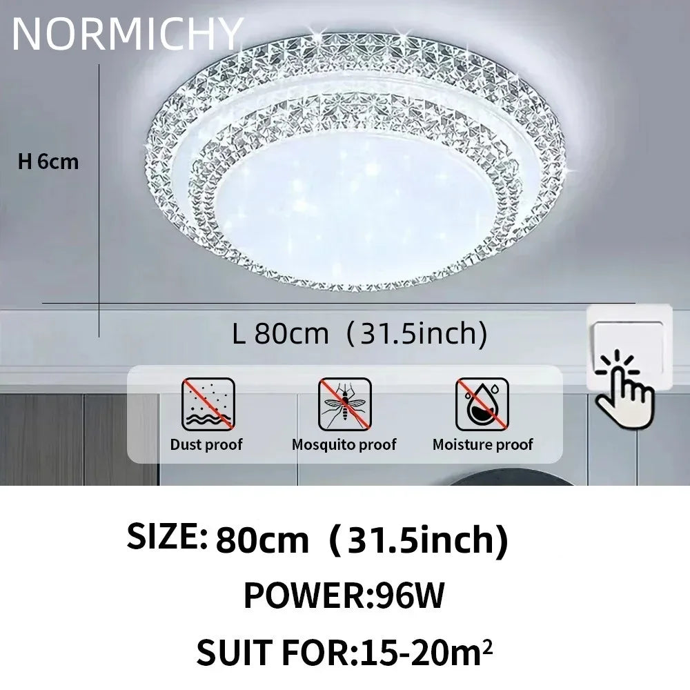 Plafonnier LED moderne design diamant blanc lumière chaude pour salon et chambre