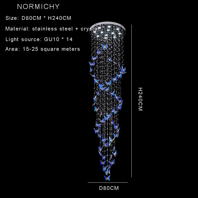 Lustre duplex creux rotatif en cristal style postmoderne pour hall