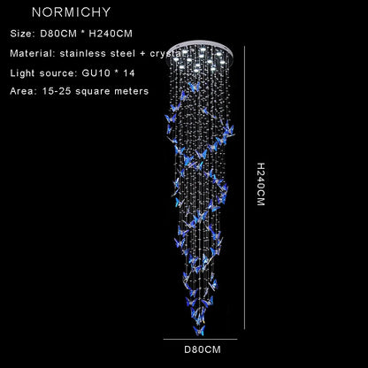 Lustre duplex creux rotatif en cristal style postmoderne pour hall