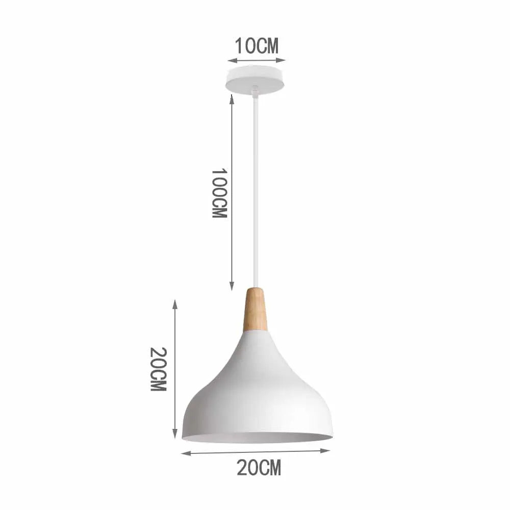 Suspension LED E27 moderne en fer et bois style nordique pour salon et cuisine