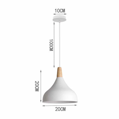 Suspension LED E27 moderne en fer et bois style nordique pour salon et cuisine