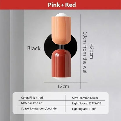 Applique Murale Nordique en Métal et Fer, Double Tête Colorée, Ambiance Chaleureuse