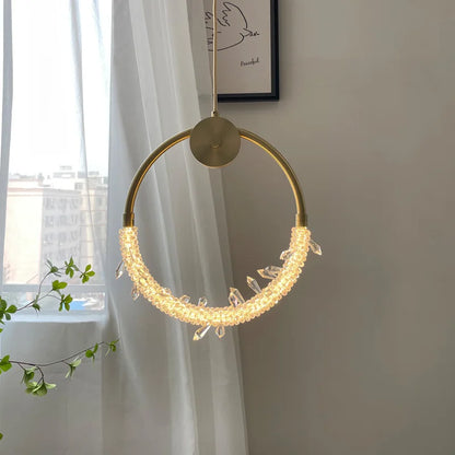 Suspension lustre cuivre moderne en cristal pour ambiance cosy