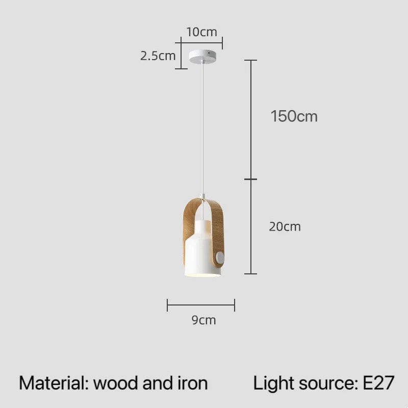 Suspension nordique à angle réglable en métal et bois, lumière chaleureuse pour chambre et hôtel