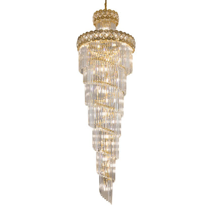 Lustre suspendu moderne en cristal pour hall et salon design rotatif
