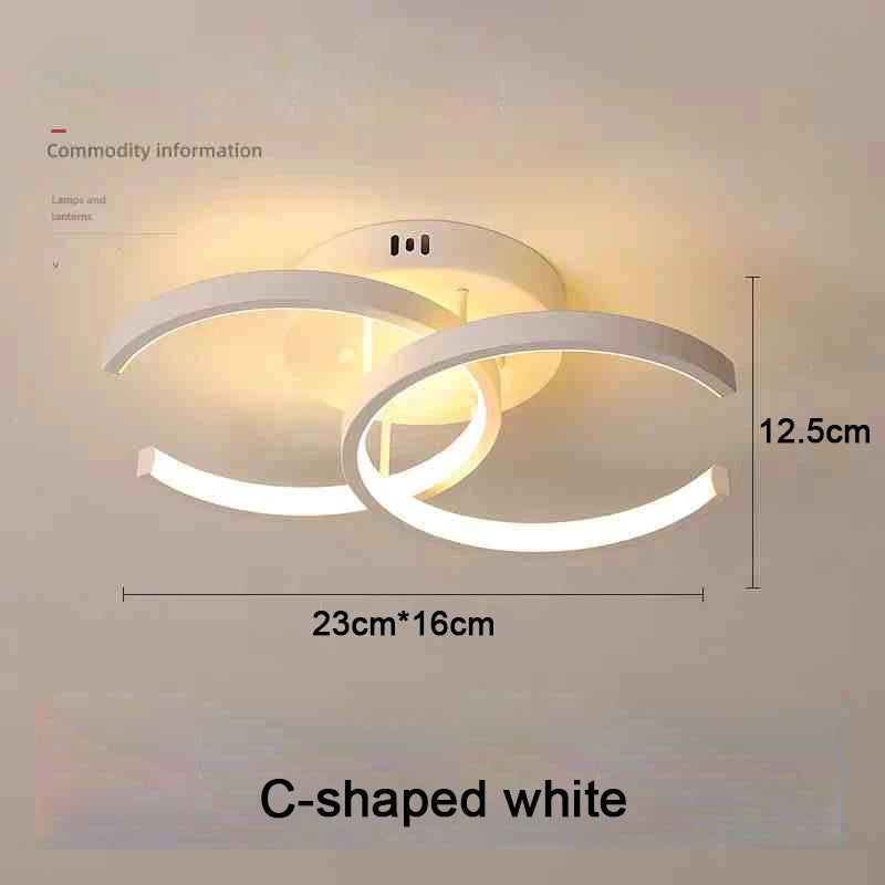 Plafonnier moderne à LED 2 anneaux en aluminium, lumière 3 couleurs, design créatif