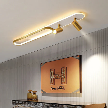 Plafonnier LED moderne avec projecteur or pour chambre et bureau