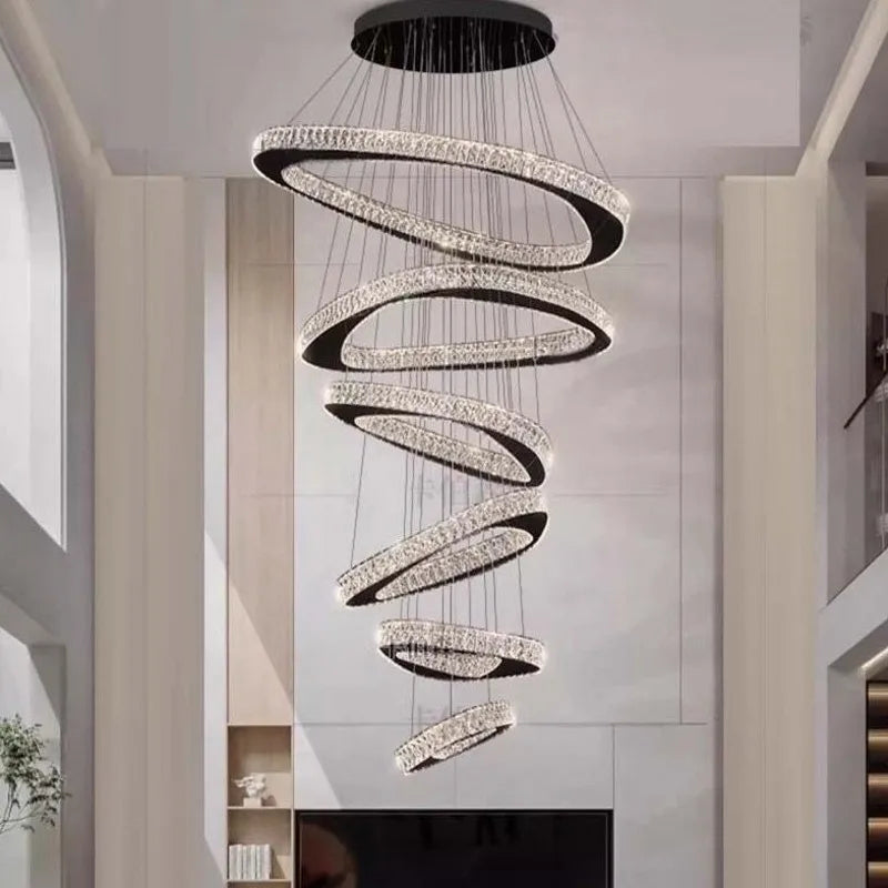 Lustre moderne en cristal et fer forgé, éclairage LED dimmable pour salon