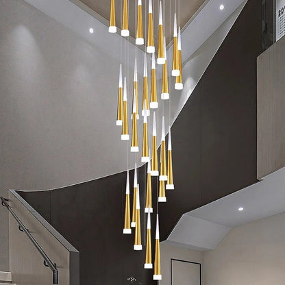 Suspension LED moderne en alliage pour escalier et salon, lumière chaude réglable