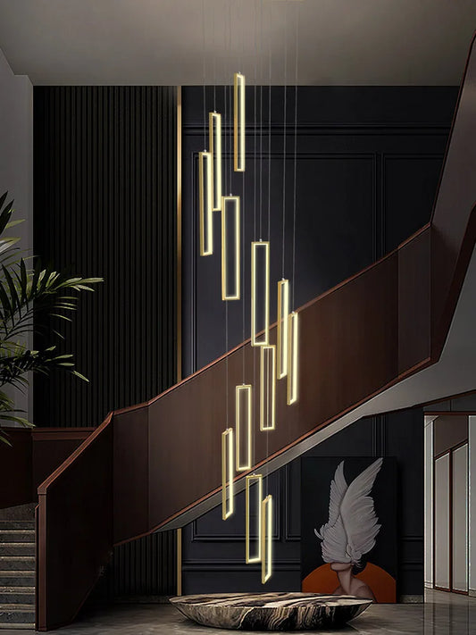Suspension LED Minimaliste en Aluminium, Luminaire Moderne pour Hall et Escalier
