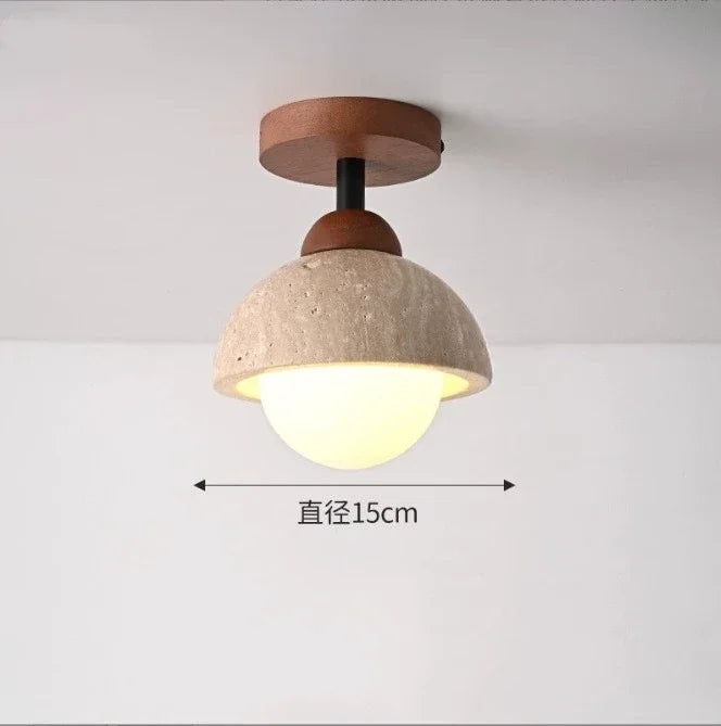 Plafonnier LED en pierre de travertin, lumière chaude pour salon et couloir