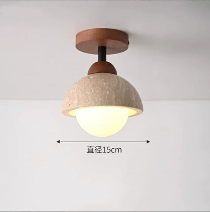 Plafonnier LED en pierre de travertin, lumière chaude pour salon et couloir