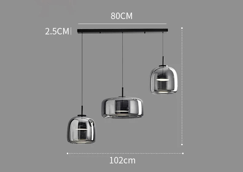 Suspension moderne en verre avec éclairage LED pour salle à manger, ambiance chaleureuse