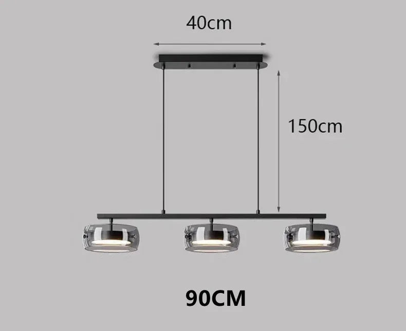 Suspension minimaliste en verre et métal pour salle à manger et cuisine