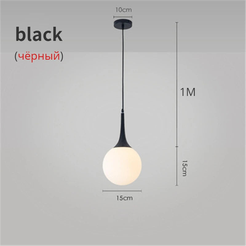 Suspension LED Boule en Verre Nordique, Luminaire Design Moderne