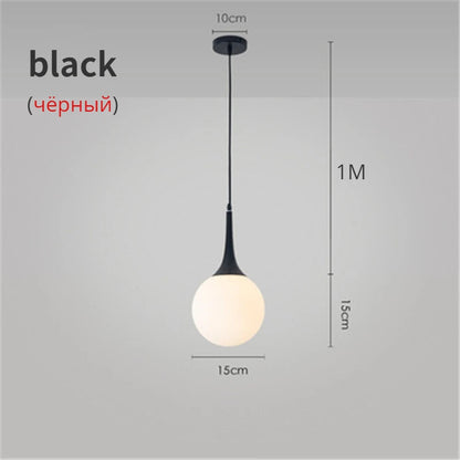 Suspension LED Boule en Verre Nordique, Luminaire Design Moderne