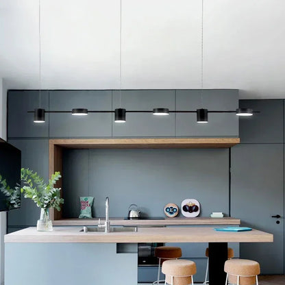 Suspension 5 têtes minimaliste moderne en métal avec lumière chaude pour bar et salle à manger