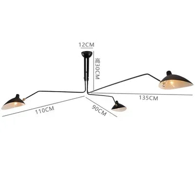 Plafonnier LED suspendu design araignée en métal noir, lumière chaleureuse pour salon et chambre