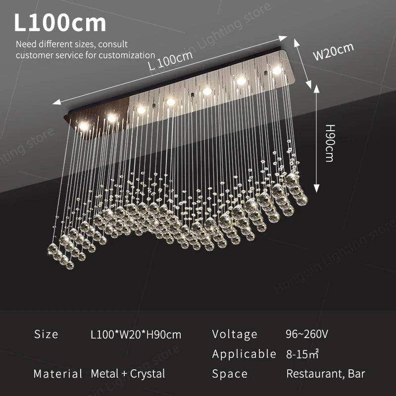 Suspension moderne en cristal pour salon et cuisine, lustre élégant