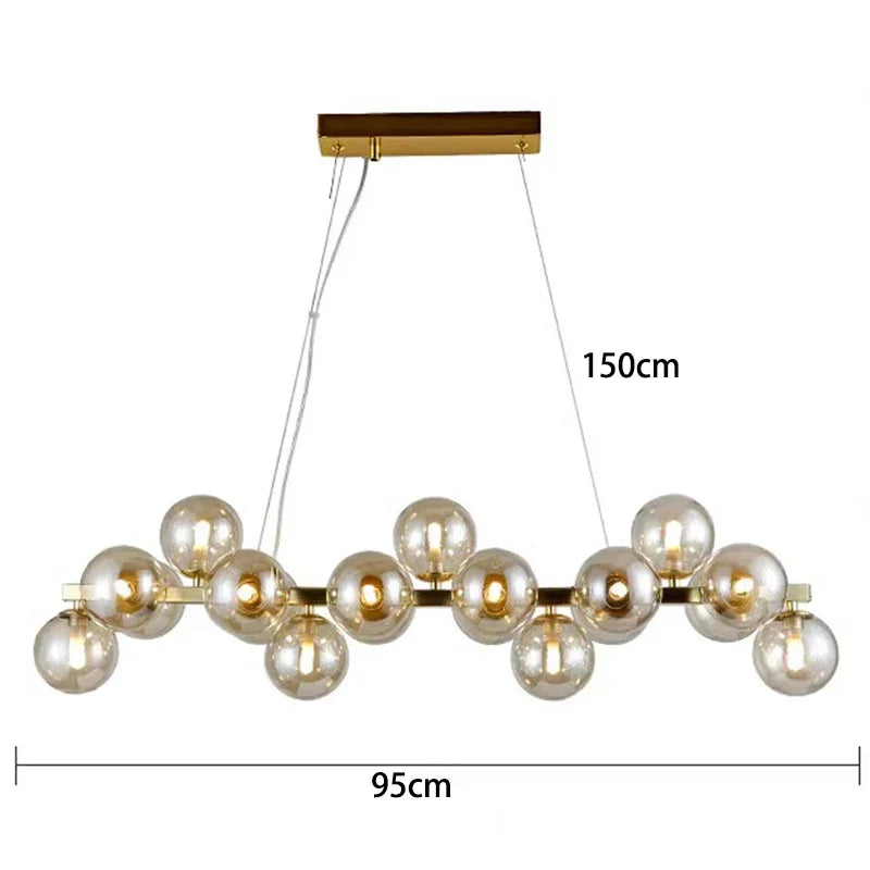 Suspension lustre moderne en verre bulles pour salon et salle à manger