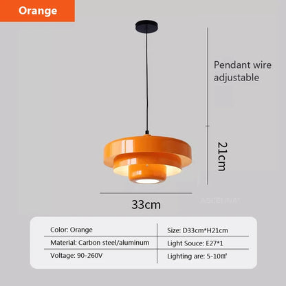 Suspension Bauhaus en verre blanc et orange, éclairage chaleureux pour intérieur moderne