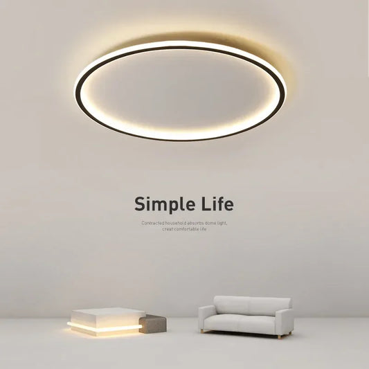 Plafonnier LED circulaire minimaliste nordique en aluminium avec télécommande