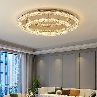 Plafonnier LED moderne rond en cristal pour salon et hôtel