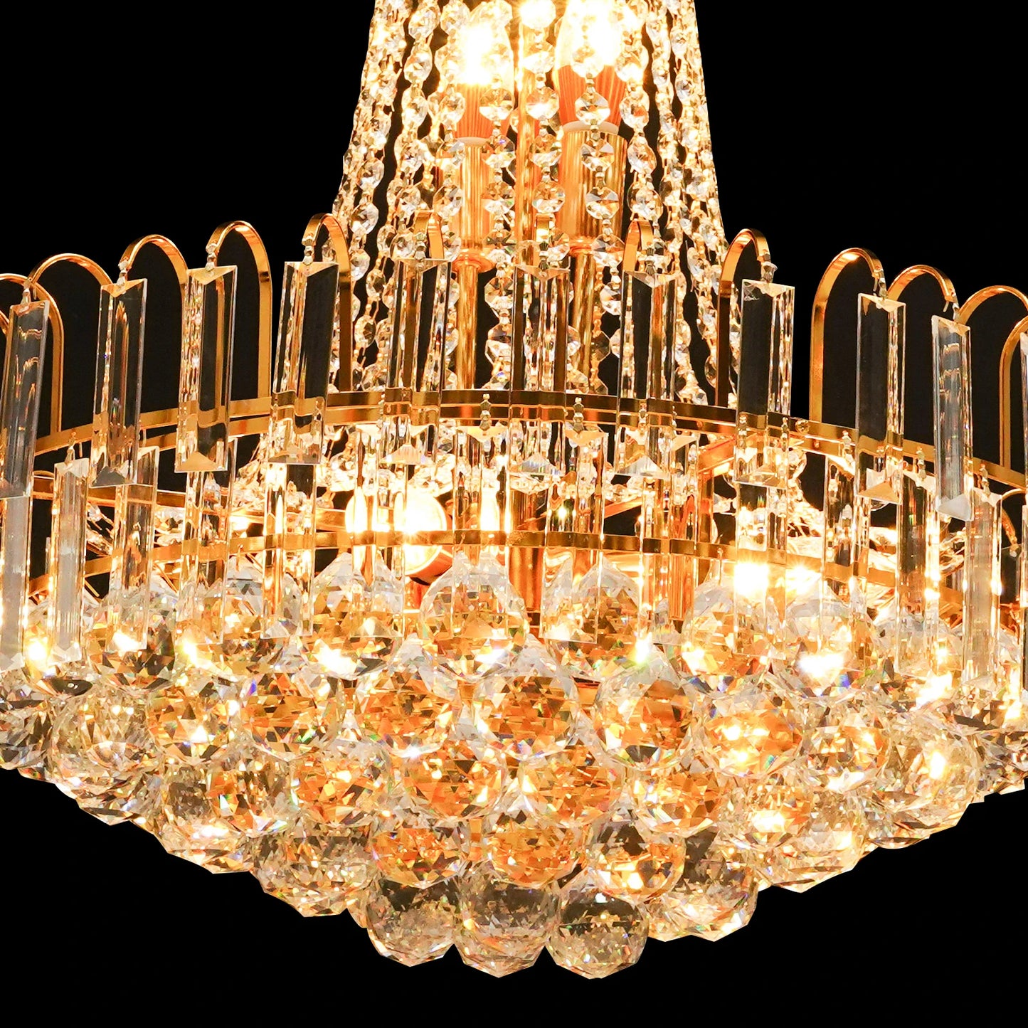Lustre en cristal K9 réglable pour variateur, ambiance chaleureuse, escaliers et salons