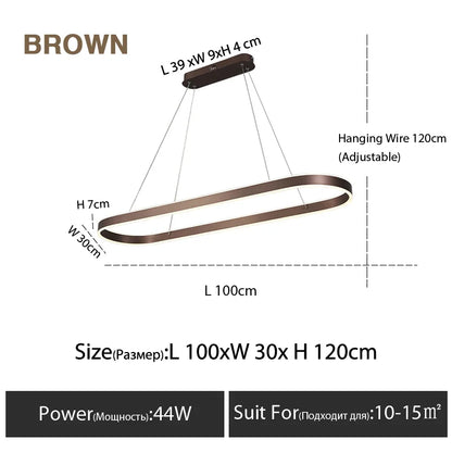 Suspension LED nordique en aluminium, lumière variable pour salle à manger et cuisine