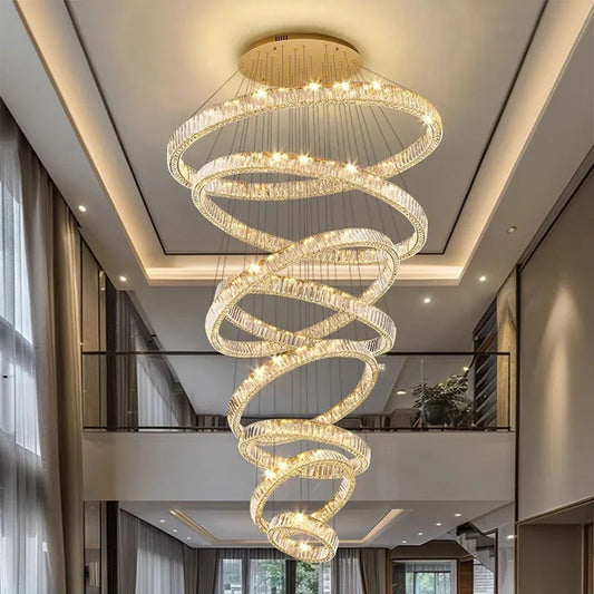 Lustre suspendu moderne en cristal pour salon et salle à manger, lumière chaude réglable