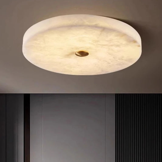 Plafonnier LED Circulaire en Marbre Naturel et Cuivre Ultra-Mince Moderne