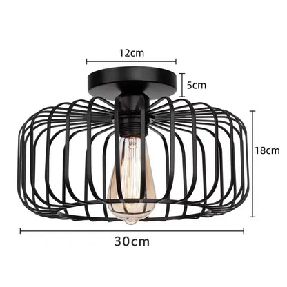 Plafonnier industriel en fer style cage à oiseaux, lumière créative pour salon et chambre