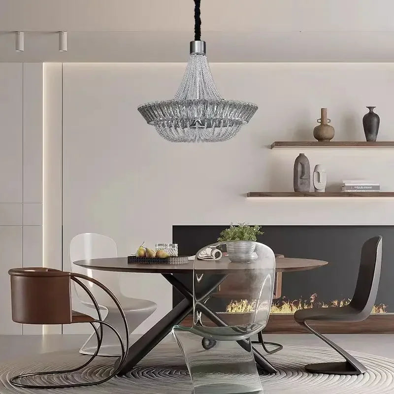 Lustre suspension en cristal américain chrome doré pour salon et restaurant