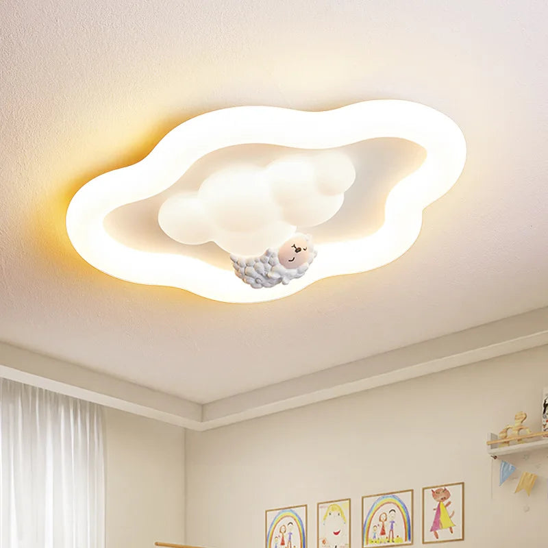 Plafonnier LED Nuage Moderne Crème pour Chambre Enfants et Bébé, Lumière Chaude