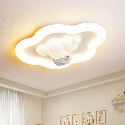 Plafonnier LED Nuage Moderne Crème pour Chambre Enfants et Bébé, Lumière Chaude