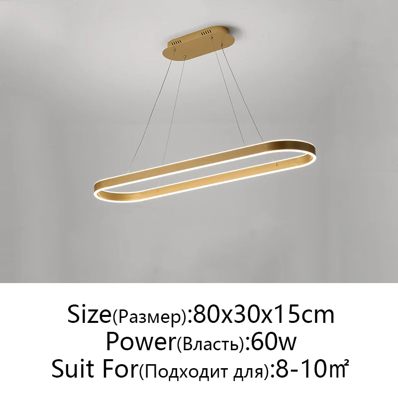 Suspension LED en aluminium au design nordique moderne, lumière chaude ajustable