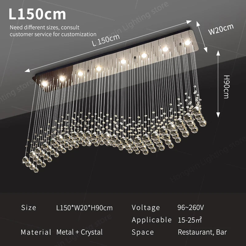 Suspension moderne en cristal pour salon et cuisine, lustre élégant