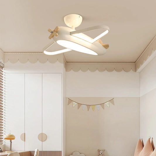 Plafonnier avion dessin animé LED blanc design créatif pour chambre enfant et salon