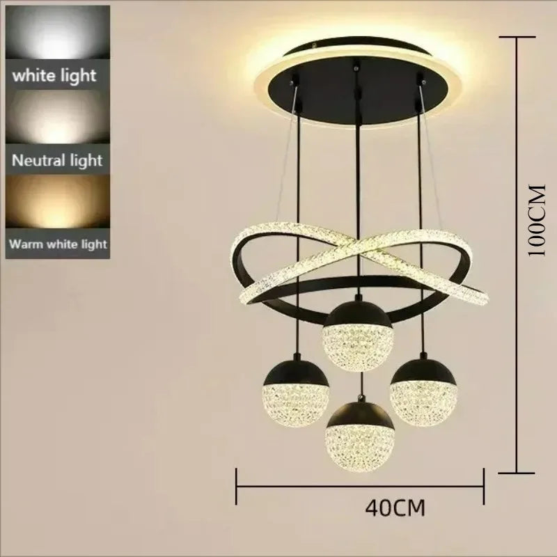 Plafonnier suspendu LED design moderne à intensité variable avec télécommande