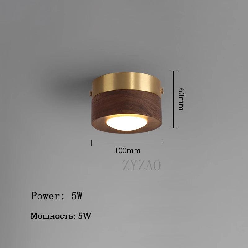 Plafonnier en bois de noyer et frêne LED pour salon et chambre